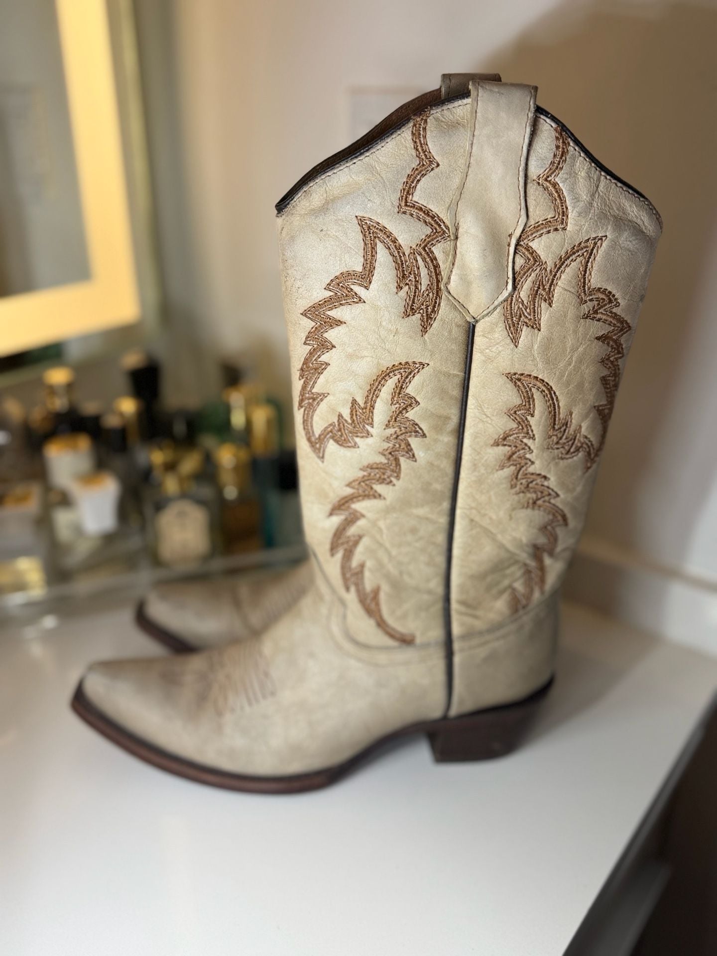 Dan Post Wynona 13 Inch Beige Leather Western Cowboy Boots Dp3277